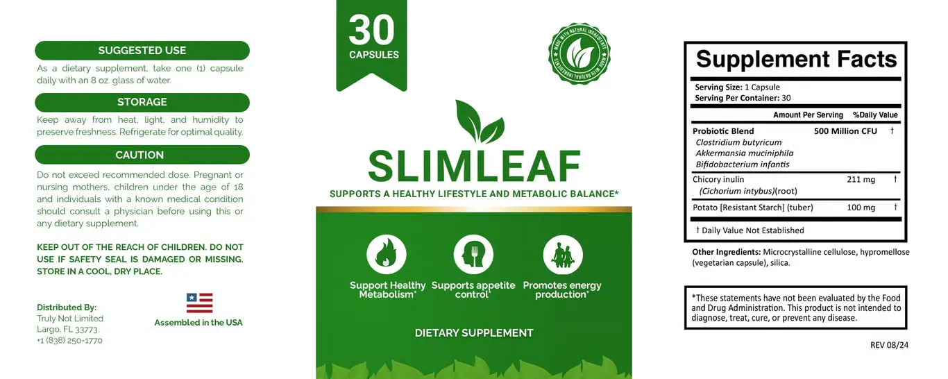 SlimLeaf Product Label